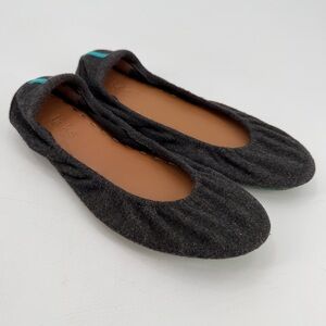 Tieks Greystone Gray Felt Vegan Ballet Flats Size 9 FLAWS